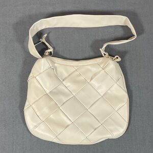 Like Dreams Woven Leather Hobo Bag – Cream with Gold Hardware